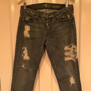 7 for all Mankind Josefina Ripped Skinny Boyfriend Jean